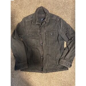 GAP Military Field Jacket Mens Small Charcoal Gray Excellent Utility Cotton Zip